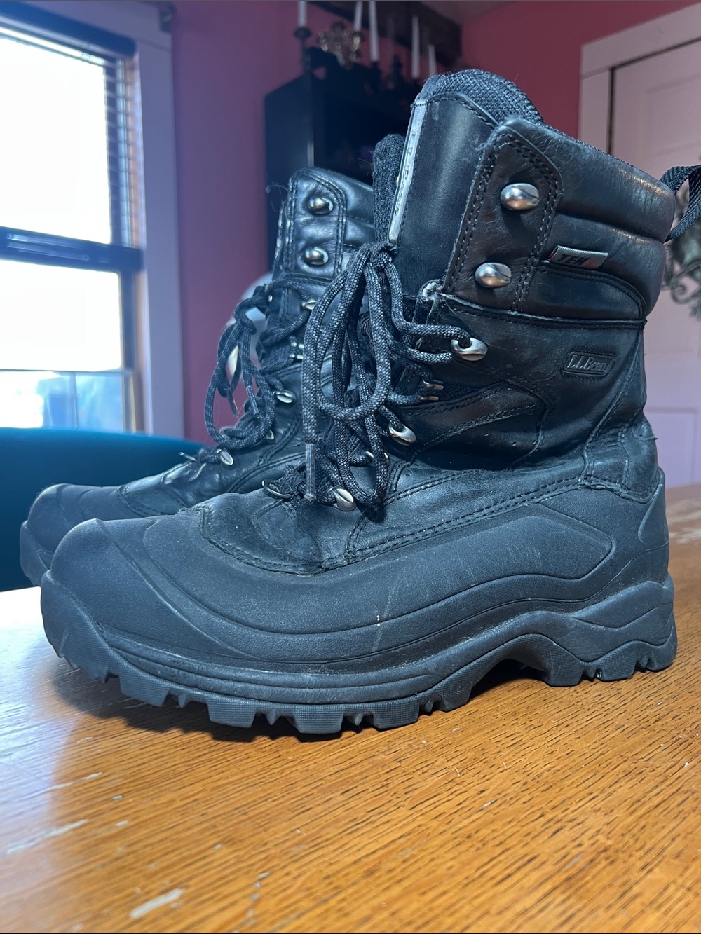 L.L. Bean Men's Black Waterproof Lace-Up Winter Boots